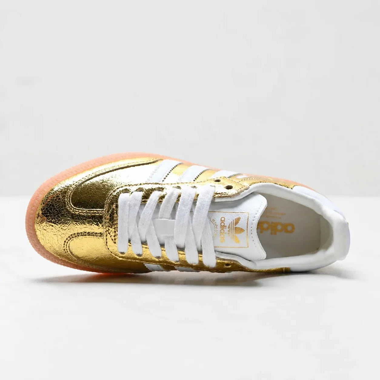 Adidas Samba OG Women's Gold Metallic Cracked Leather Sneakers