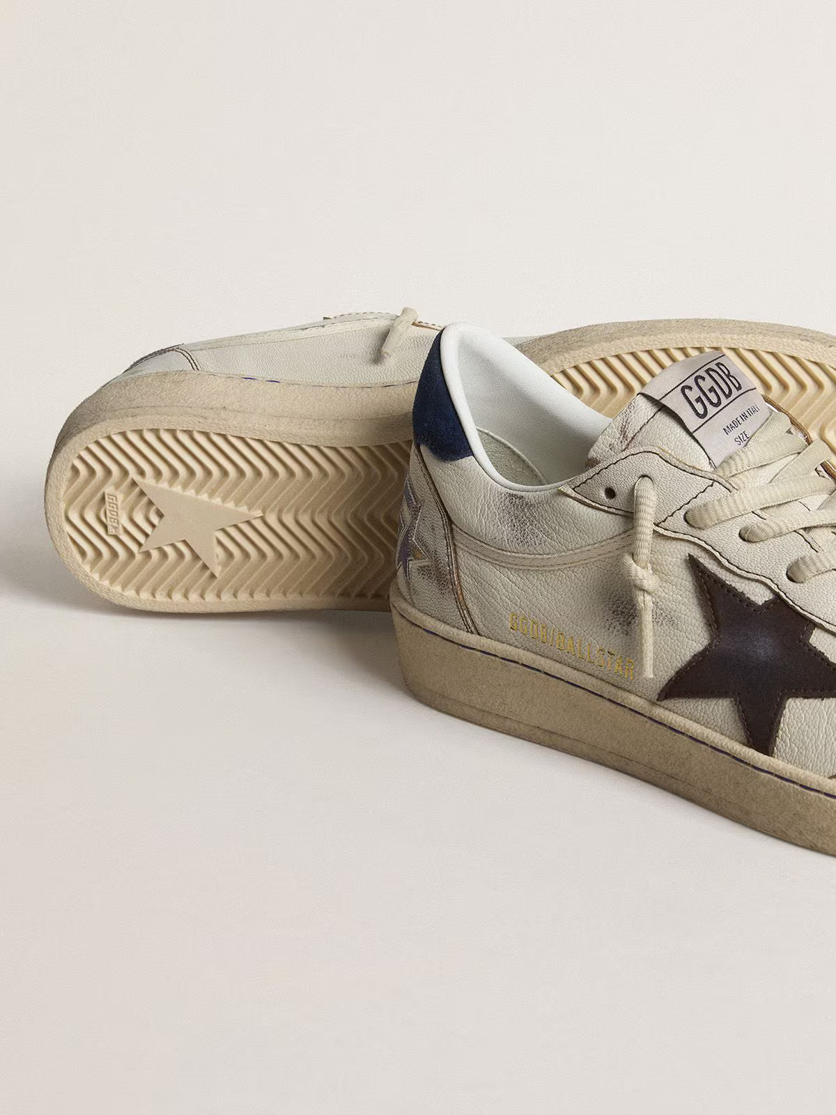 Golden Goose Ball Star with black star and blue suede heel tab