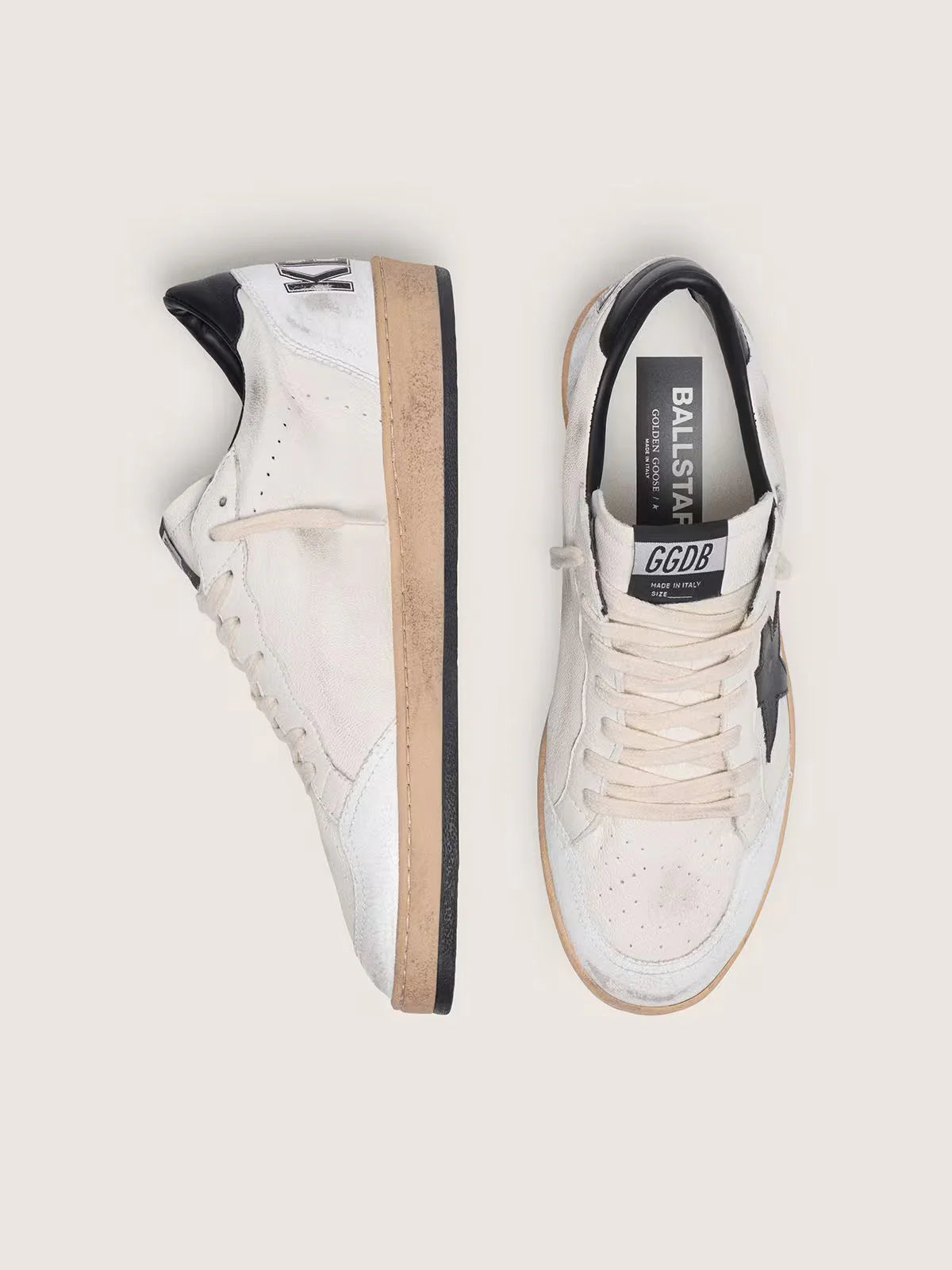 Golden Goose Men's Ball Star in white nappa with black star