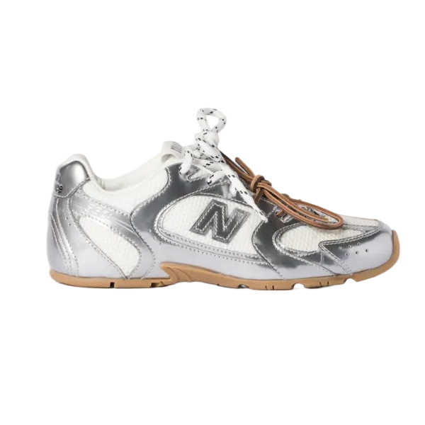 NB x Miu Miu 530 SL metallic leather and mesh sneakers Women